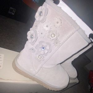 UGG Gray Bling Floral Classic Boot.